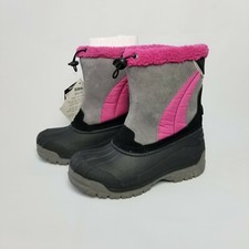TOTES Girls Size 2 Grey Pink Snow Boots Insulated NEW with TAGS