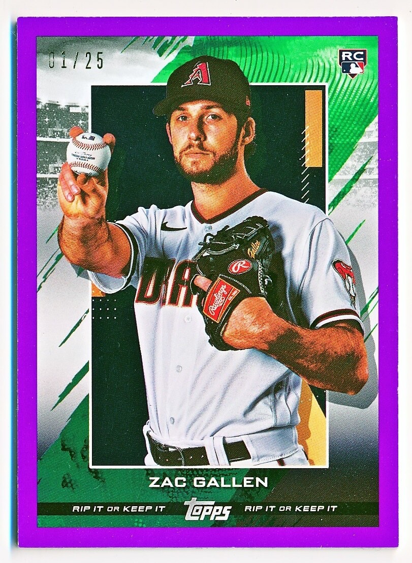 2020 Topps RIP Zac Gallen Purple Unripped Rip Card Rc #96 (xx/25) - QTY AVAIL