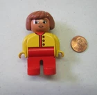 Lego Duplo Woman Lady Mom 2.5" Figure W/ Yellow Shirt Red Pants Vintage
