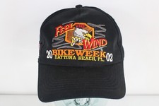 Vtg Y2K 2002 Daytona Beach Bike Week Eagle Feel the Wind Snapback Hat Cap Black