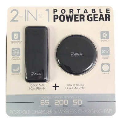 Tech Squared Portable Power Bundle 10KmAh Powerbank+10W Wireless Charger