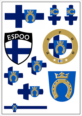 Espoo Finland Decal Map Sticker Sheet City Car Flag Flag