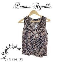 Banana Republic Brown And Cream Sheer Office Career Blouse Sleeveless Size XS