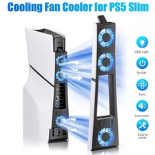 External Cooling Fan For PS5 Slim Disc/Digital Console Cooler Fan LED + USB 3.0