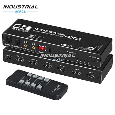 4x2 HDMI Matrix Switch 4in2 Out Matrix HDMI Video Switcher Splitter Audio Output