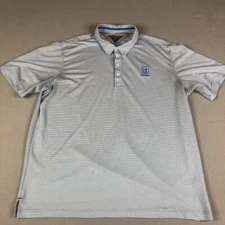 TPC Scottsdale Golf Polo Mens L Blue Striped Adidas Adi Pure Waste Management