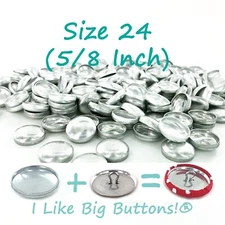 Fabric Cover Buttons: Size 24 (5/8 inch/15mm) Pick FLAT or Wire, Quantity, Tool