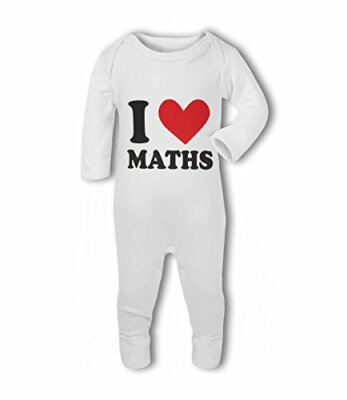 I Love Maths heart - Baby Romper Suit by BWW Print Ltd