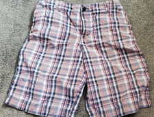 Boy's Urban Pipeline Khaki / Chino Blue Plaid Long Leg Cotton Shorts Size 16