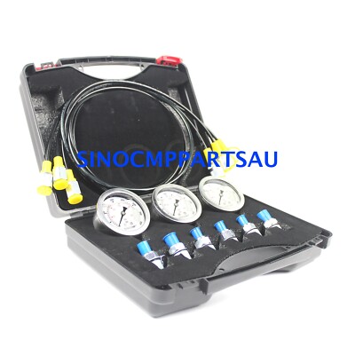SINOCMP Hydraulic Pressure Test Kit, 3 Pressure Gauges