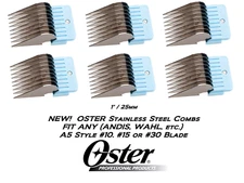 LOT 6 OSTER STAINLESS STEEL 1" 25mm Blade ATTACHMENT COMB*Fit A5 A6,AGC Clipper
