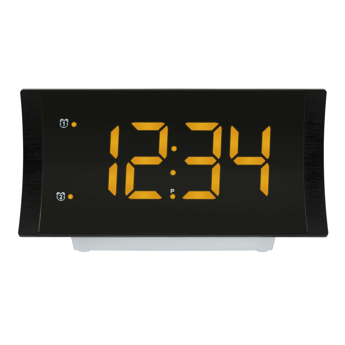617-89577 La Crosse Technology Curved Amber Alarm Clock with Radio & USB Port