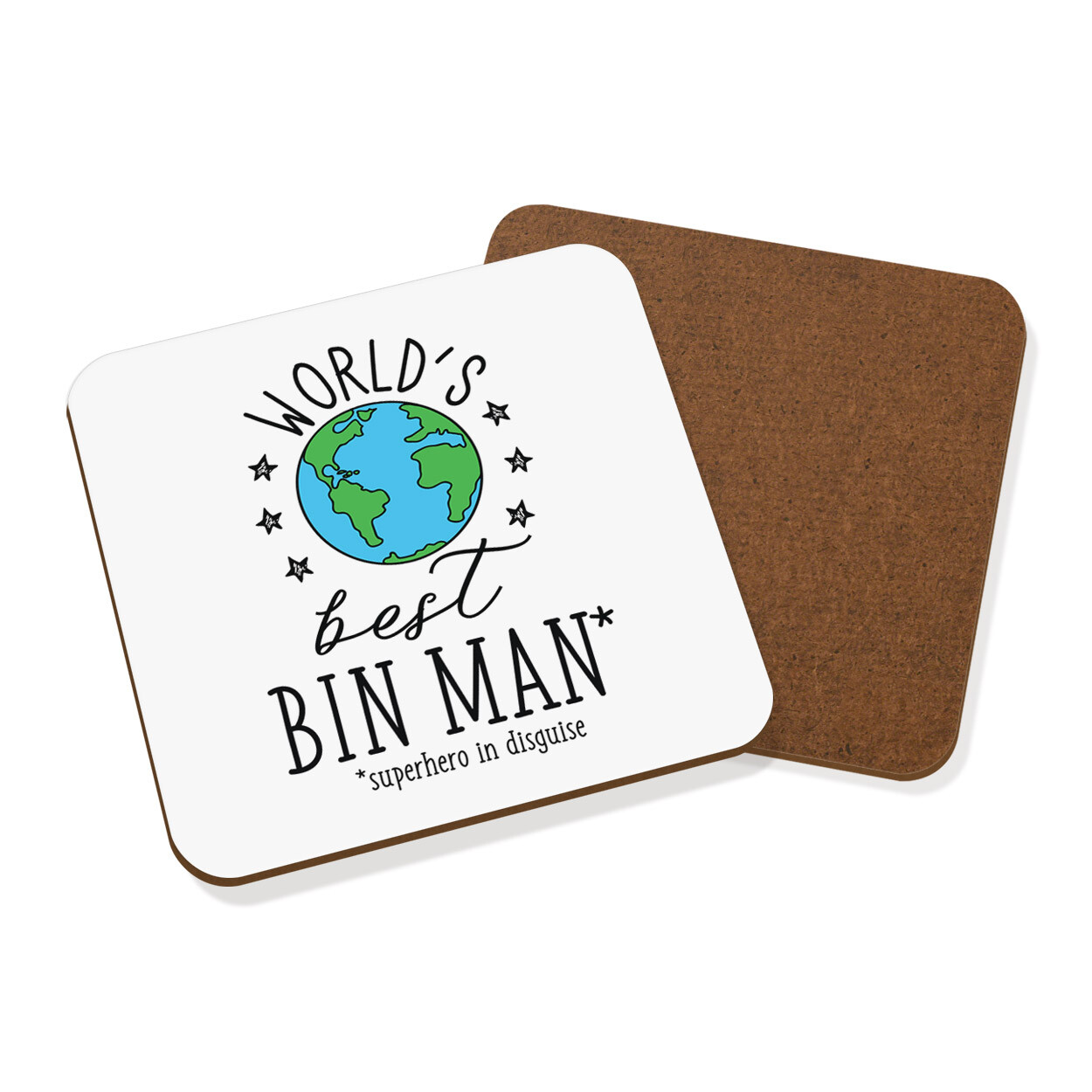 World's Best Bin Man Coaster Drinks Mat Funny Joke Favourite Dustman