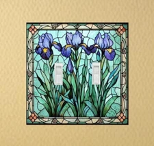 Stained Glass Iris design Light Switch Plate outlet covers rocker toggle