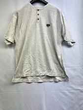 Vtg Biotribe Shirt Beige Short Sleeve Button Mens Large Made In USA See All Pics