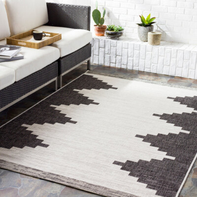 Surya Eagean Glover 9x12 Gray Indoor Outdoor Rug Modern Polypropylene Area Carpe