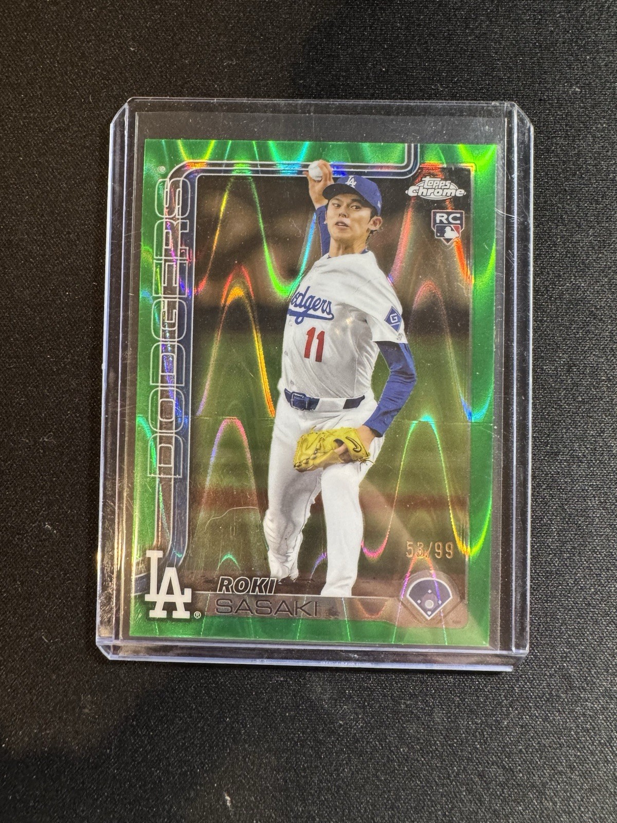 2025 Topps Chrome Roki Sasaki 53/99 Green RayWave Refractor Rookie RC #217 