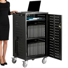 16/20/32 Laptop Charging Cart, Charging Station w/ Lock & Key Cart for Classroom