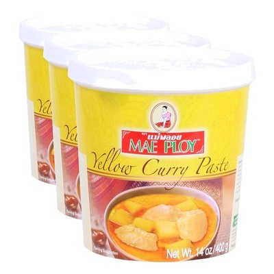 Authentic Thai Yellow Curry Paste - No MSG, 14oz (Pack of 3)