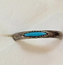 Vintage Stirling Silver Turquois Ring Sz 2 Child Southwest Native American Style