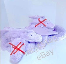 1 RETIRED BNWT JellyCat Med/Large Lavender Dragon 27” W Tail Unfurled 20” Furled