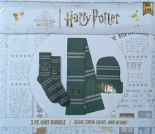 Official Wizarding World of Harry Potter SLYTHERIN Set - Scarf Socks Beanie Hat