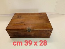 Cofanetto Scatola In Legno Massello Rustico Country Piccolo Baule 39 X 28