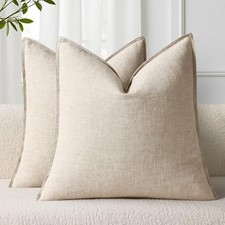 Summer Decorative Linen Euro Sham Throw 22" x 22" Pack of 2 Natural Beige