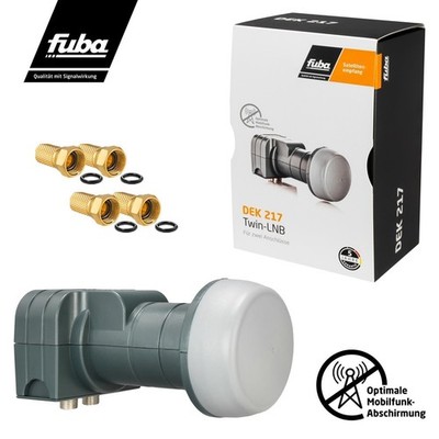 Fuba DEK 217 Twin LNB 2 Teilnehmer LNC FULL HD TV 3D 4K 8K Ultra UHD + F-Stecker
