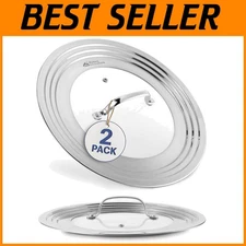 Clear Glass Universal Lids - Fits 8.25-12" Pots, 2 Pack