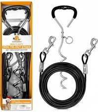 Heavy Duty Dog Tie Out Cable and Stake for Large to Extra Large Dogs Upto 150...