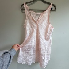 VTG Cinema Etoile Sleep Tank Women Medium Pink Jacquard Flowy Coquette Fairy