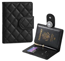 Passport Holder for Travel RFID Passport Holder with Airtag Compact Leather