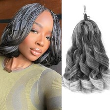 Ombre Grey French Curls Braiding Hair 12 Inch Bouncy French Curly Braiding Ha...