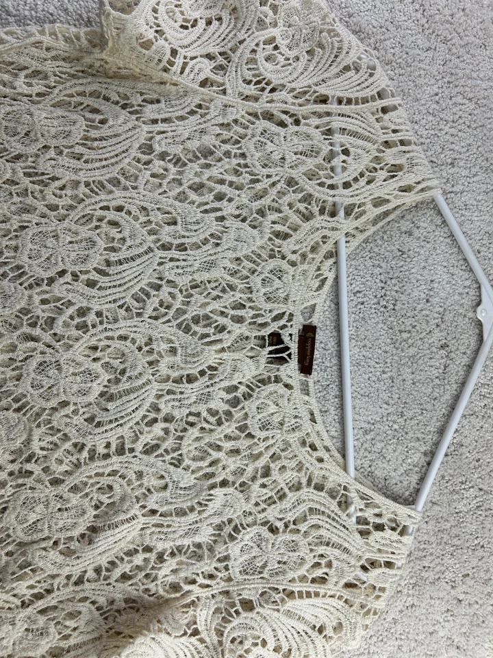 Top de algodón crochet de encaje crema XL Copper Key para mujer Foto 2 de 4