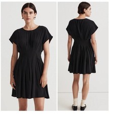 NWT Madewell The Lucie Mini Dress Black Pleated Fit and Flare Size 10