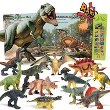 OENUX Dinosaur Toys with Interactive Sound Book for Kids 3-5, Dinosaur Book with