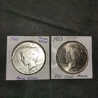 Set Of 2 1923 & 1935 Silver Peace Dollars In Circulated Condition-90% Silver