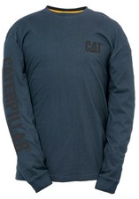 Image of Caterpillar CAT Trademark Banner navy cotton long-sleeve T-Shirt 1510034