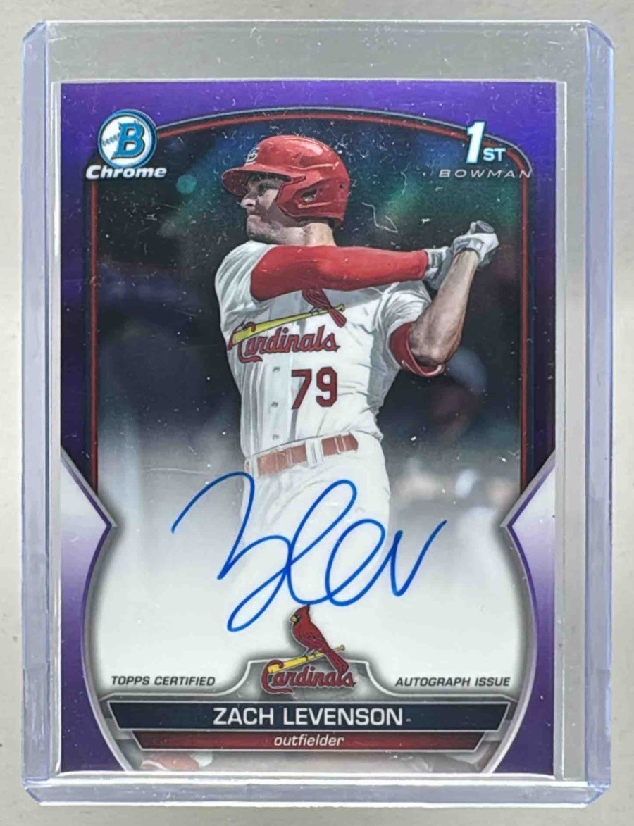 Zach Levenson 2023 Bowman Chrome Draft #CDA-ZL Purple Refractor Auto 1st RC /250