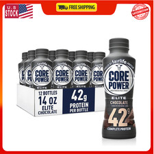 Core Power Elite High Protein Shake, Chocolate, 42g Bottle, 14oz, 12 Pack