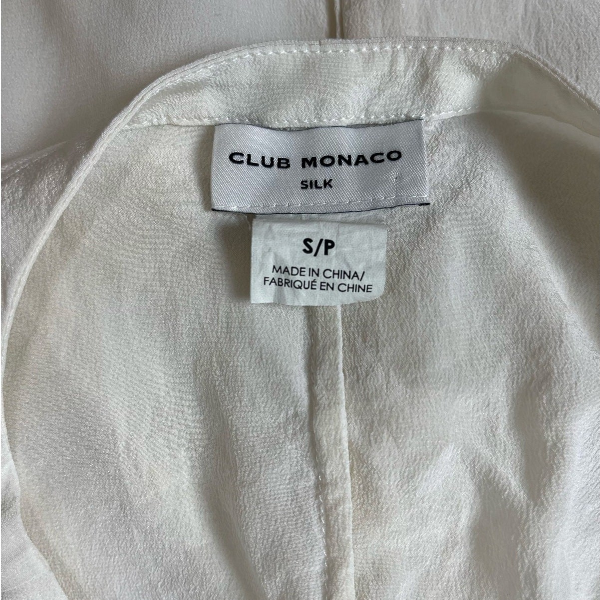 Club Monaco 100% mulberry silk white prairie button up long sleeve blouse size s