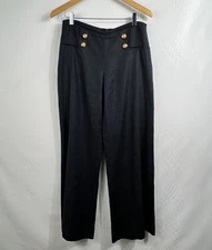 Lafayette 148 New York Black 100% Linen Wide Leg Pants Size 4