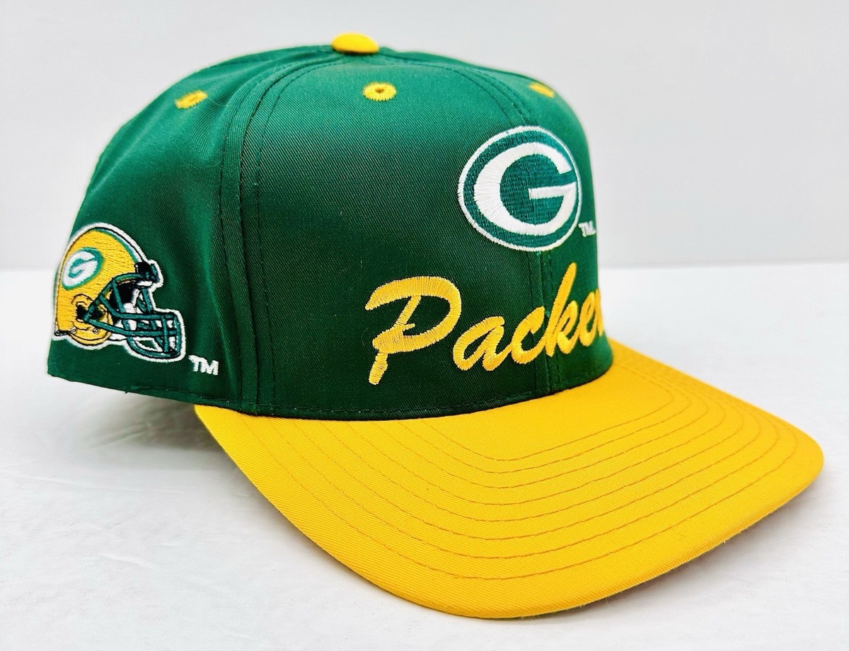 Vintage Logo 7 Green Bay Packers NFL Snapback Hat Cap Green Yellow