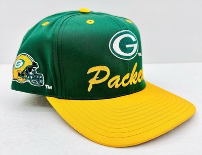 Vintage Logo Green Bay Packers NFL Snapback Hat Cap Green Yellow MINT 