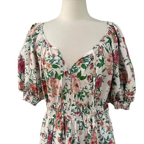 Anthropologie Somerset Maxikleid Gr. L geblümt rosa Puffärmel - Bild 5 von 9