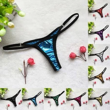 Female Thong Quick Drying Regular Solid Color Underwear Wet Look Breathable
