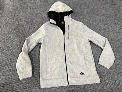 Quiksilver Hoodie Mens Medium Gray Full Zip Lined DRYFLIGHT Water Resistant