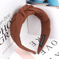 New Fashion Knotted Headbands for Women Solid Color Girls Cloth Hair Bands Wide