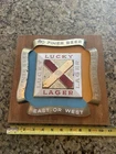 Vintage Lucky Lager  Beer Sign 50s-60s  Bar Pub Plastic & Wood Advertising